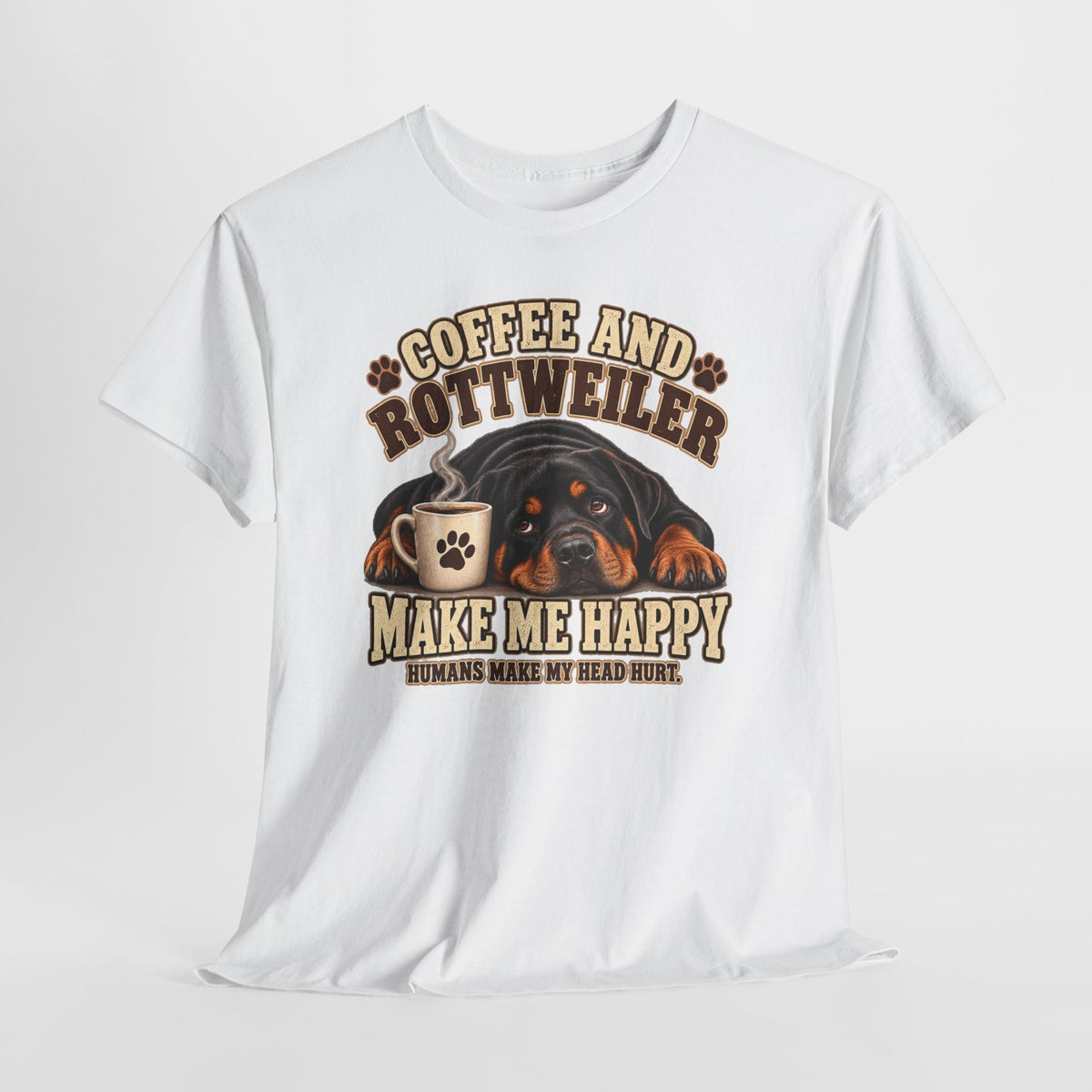 Coffee and Rottweiler Tee — "Coffee and Rottweiler Make Me Happy" Dog Lover Shirt