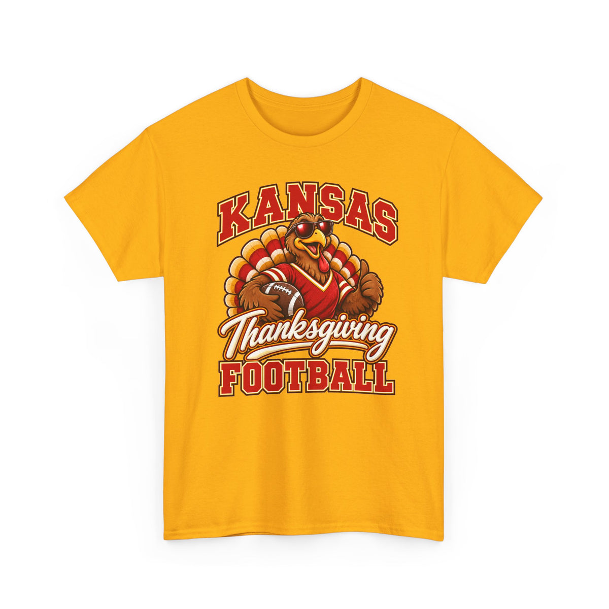 Kansas Thanksgiving Football T‑Shirt — Turkey Mascot Holiday Game Tee