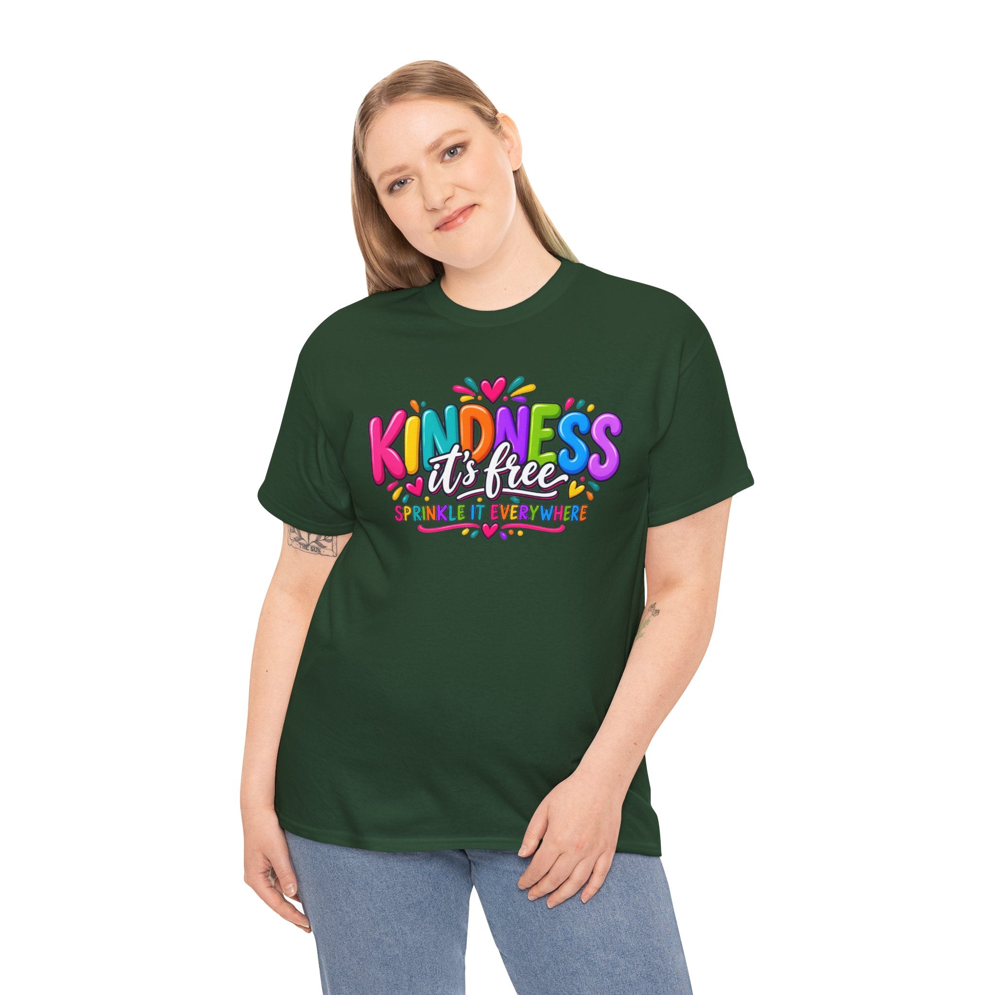 Kindness Is Free Rainbow Tee — Cute Positive Message T-Shirt