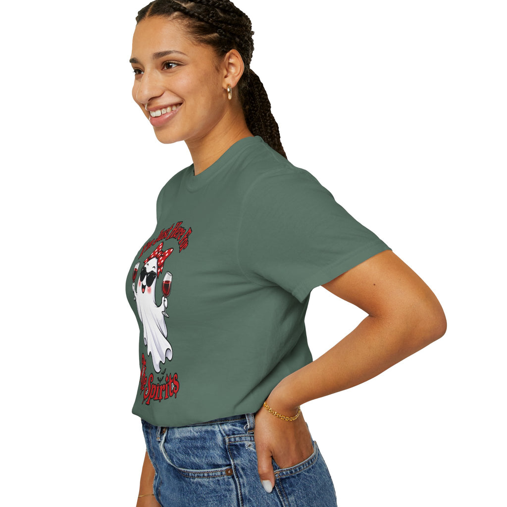 Wine Ghost T-Shirt — "I'm Just Here For The Spirits" Halloween Tee