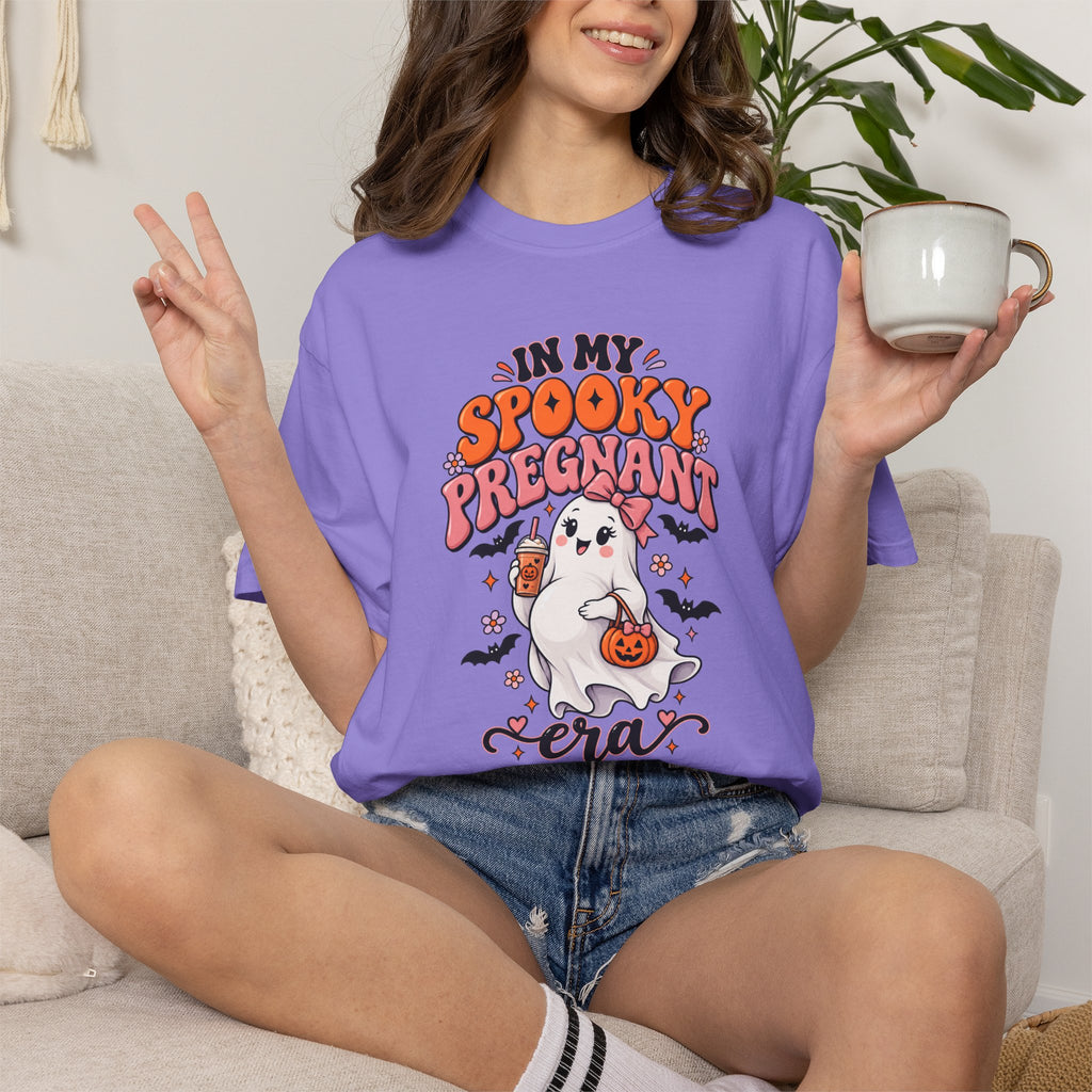 Pregnant Halloween T-Shirt — "In My Spooky Pregnant Era" Cute Ghost Maternity Tee