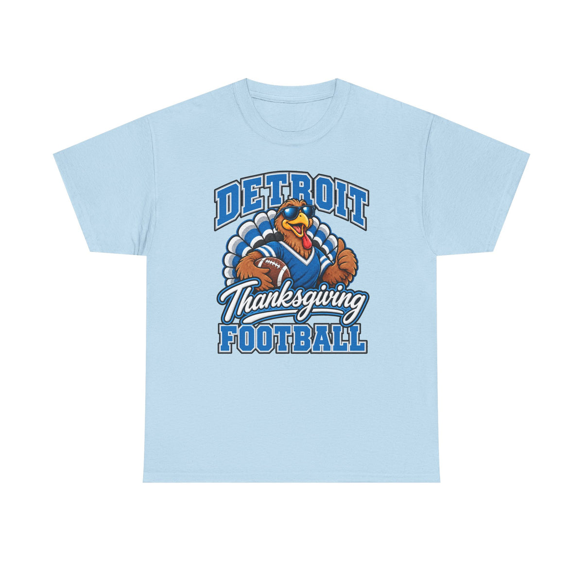 Detroit Thanksgiving Football Tee — Turkey Mascot Game Day Shirt