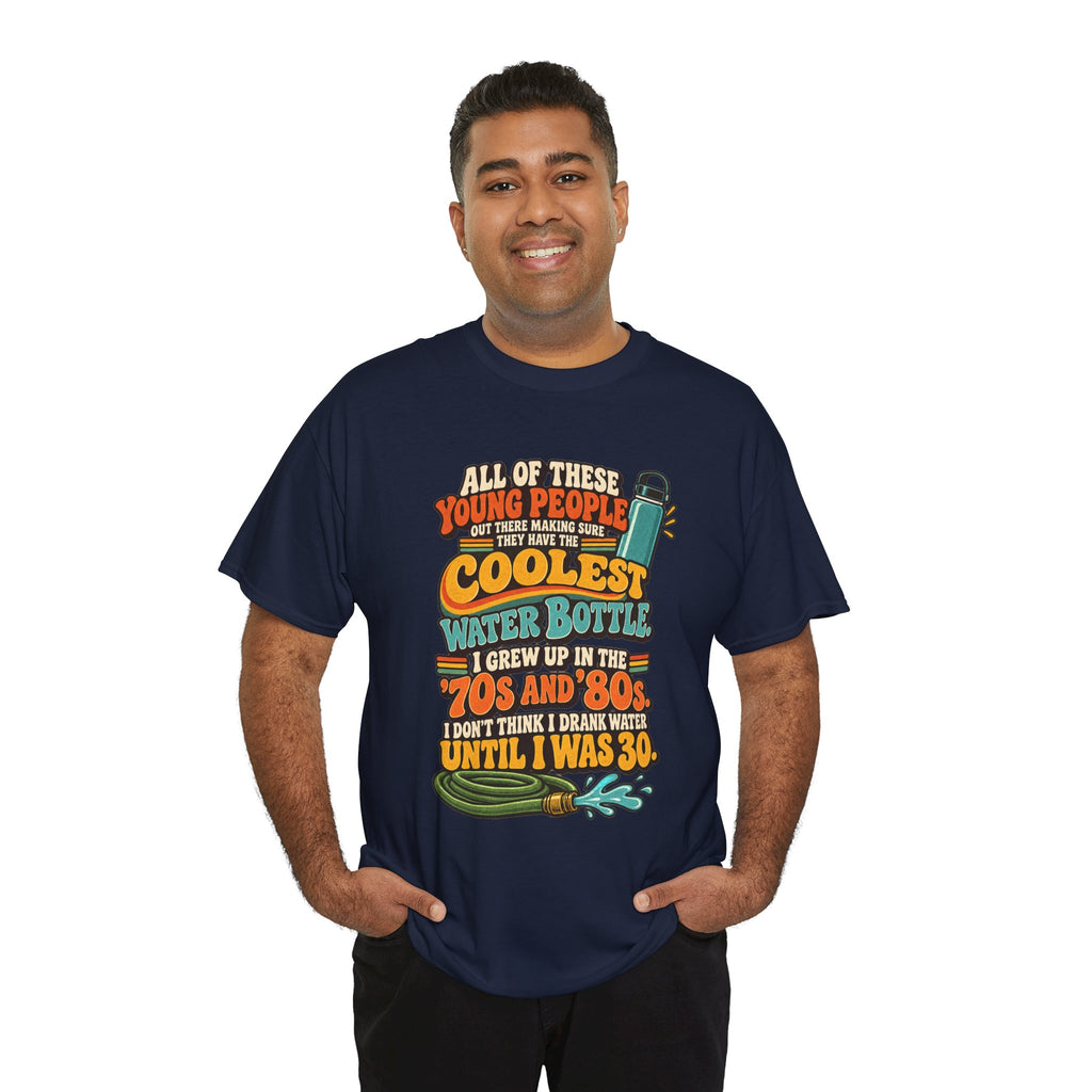Retro 70s-80s Funny Water Bottle Tee — "Coolest Water Bottle" Graphic T-Shirt