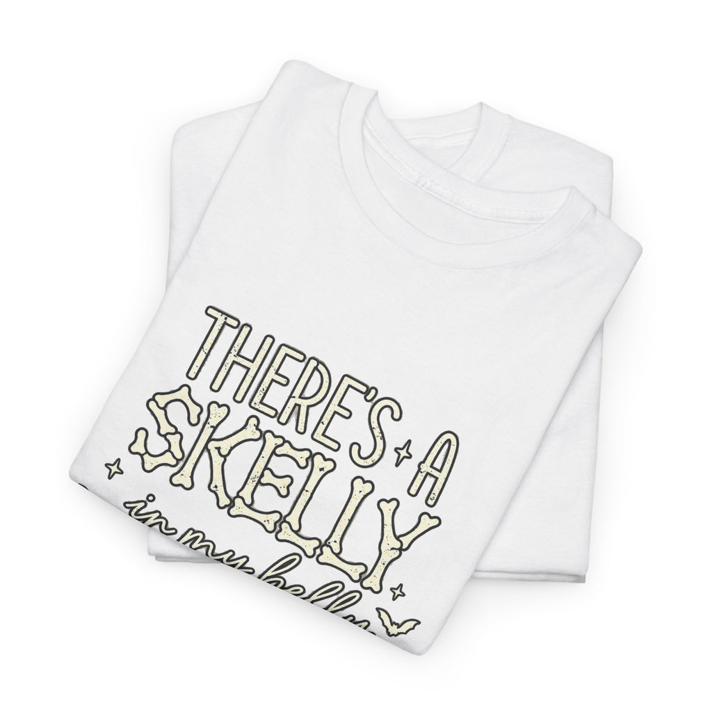 Skeleton Heart T‑Shirt — "There's a Skelly in My Belly" Cute Halloween Tee