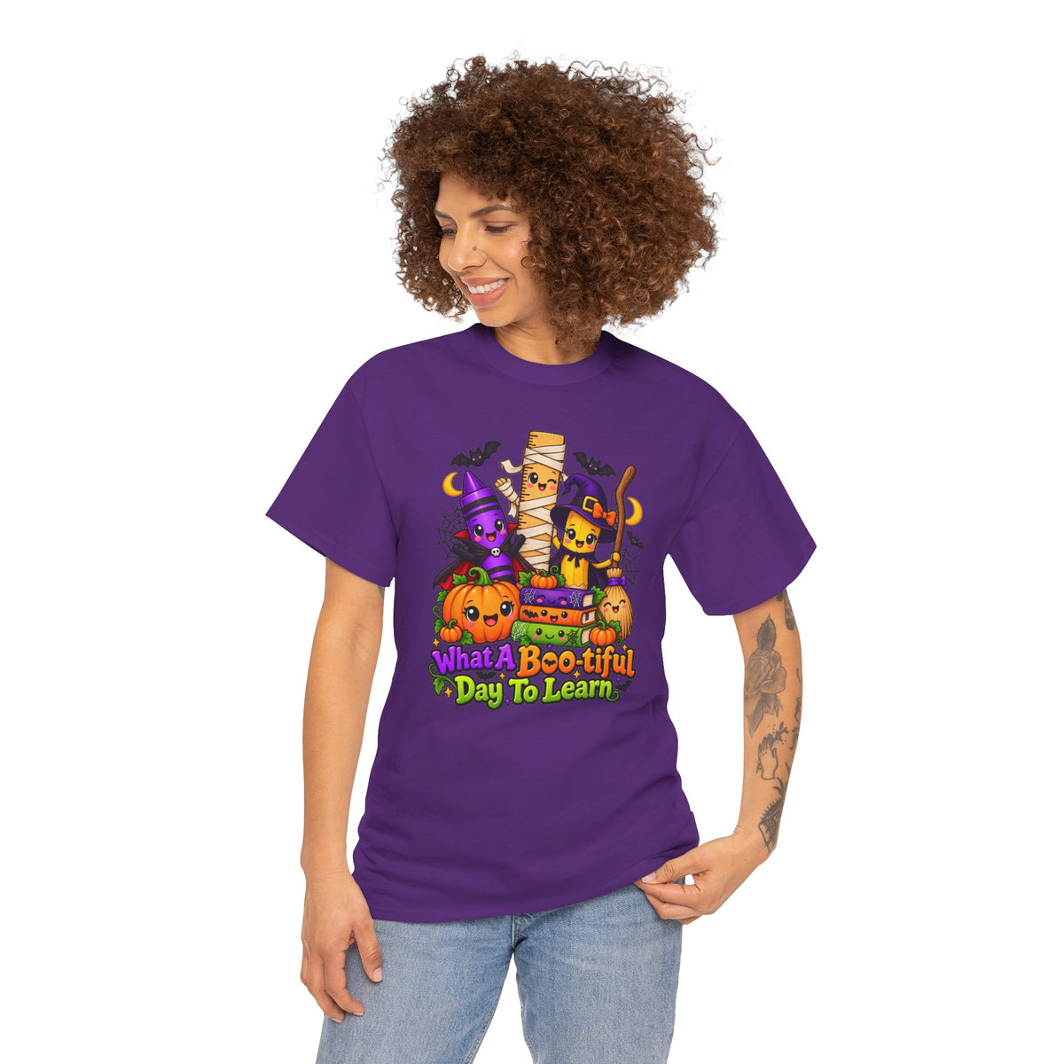 Halloween Teacher Tee — "What A Boo-tiful Day To Learn" Kids' Classroom Shirt