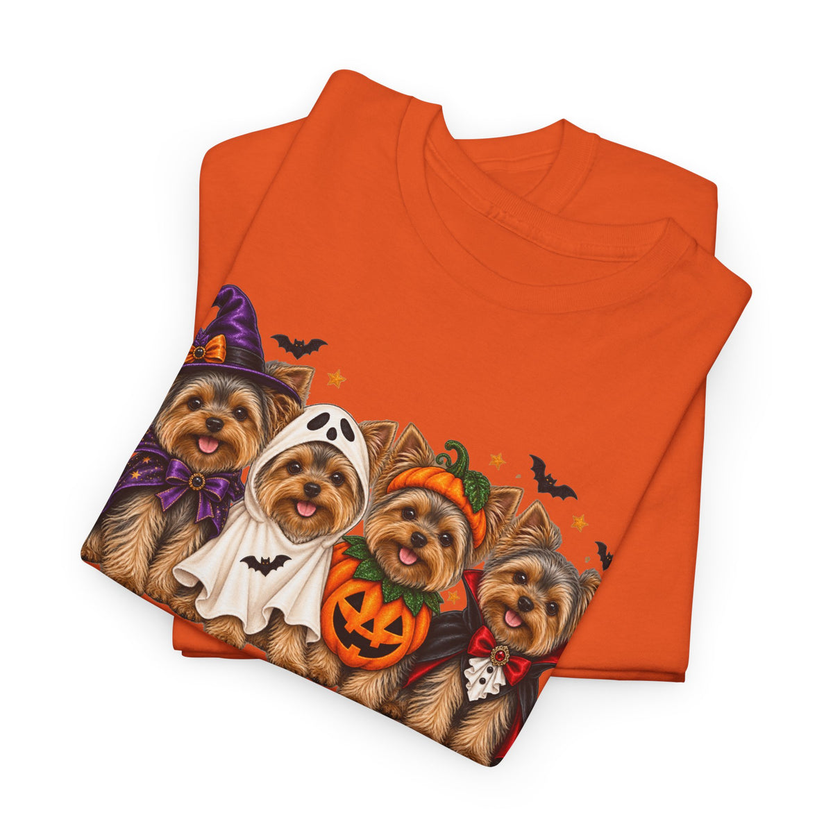 Halloween Yorkie T-Shirt — Cute Yorkies in Costumes (Pumpkin, Ghost, Witch, Vampire)