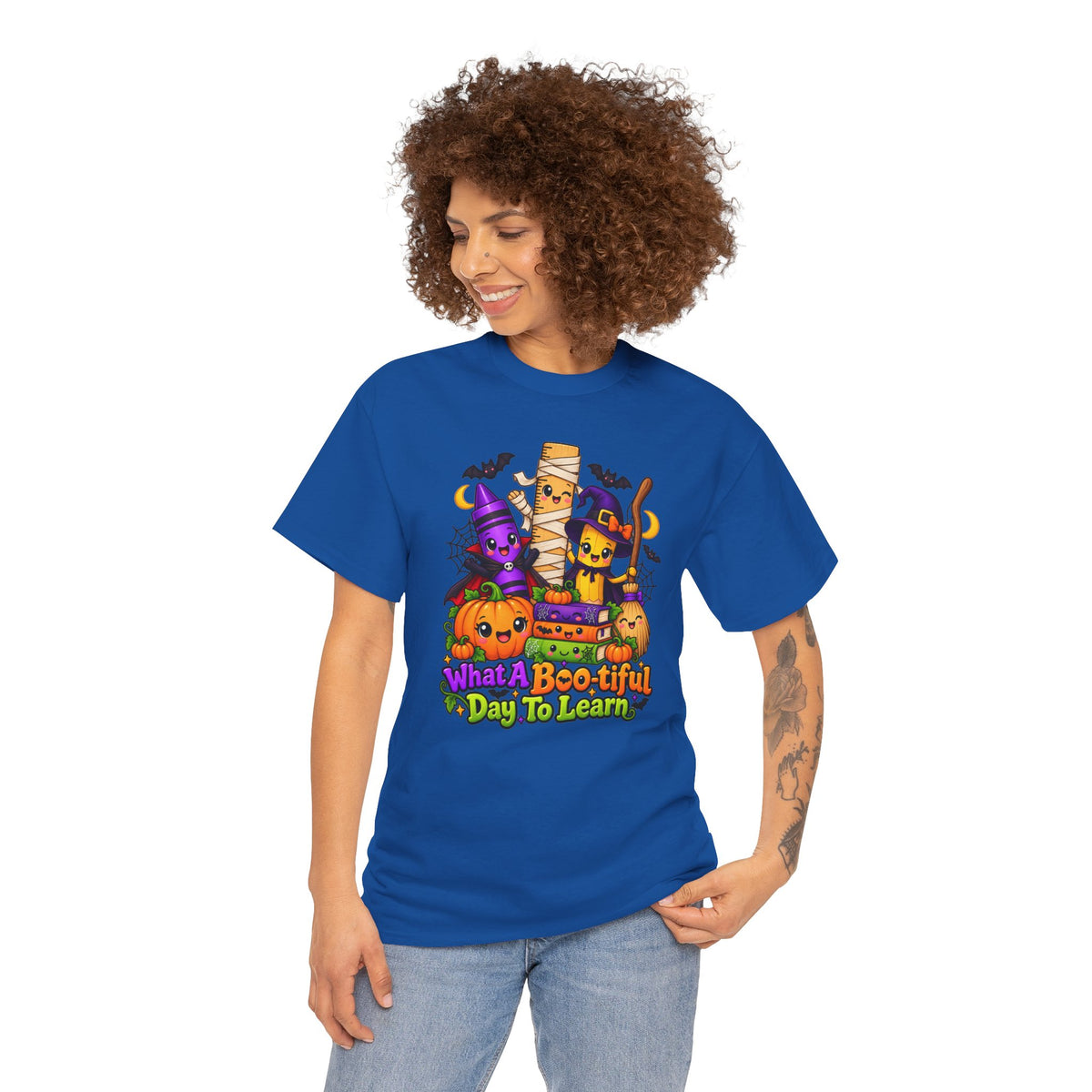 Halloween Teacher Tee — "What A Boo-tiful Day To Learn" Kids' Classroom Shirt