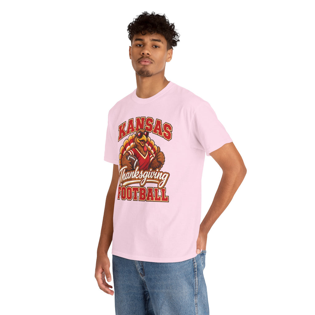 Kansas Thanksgiving Football T‑Shirt — Turkey Mascot Holiday Game Tee