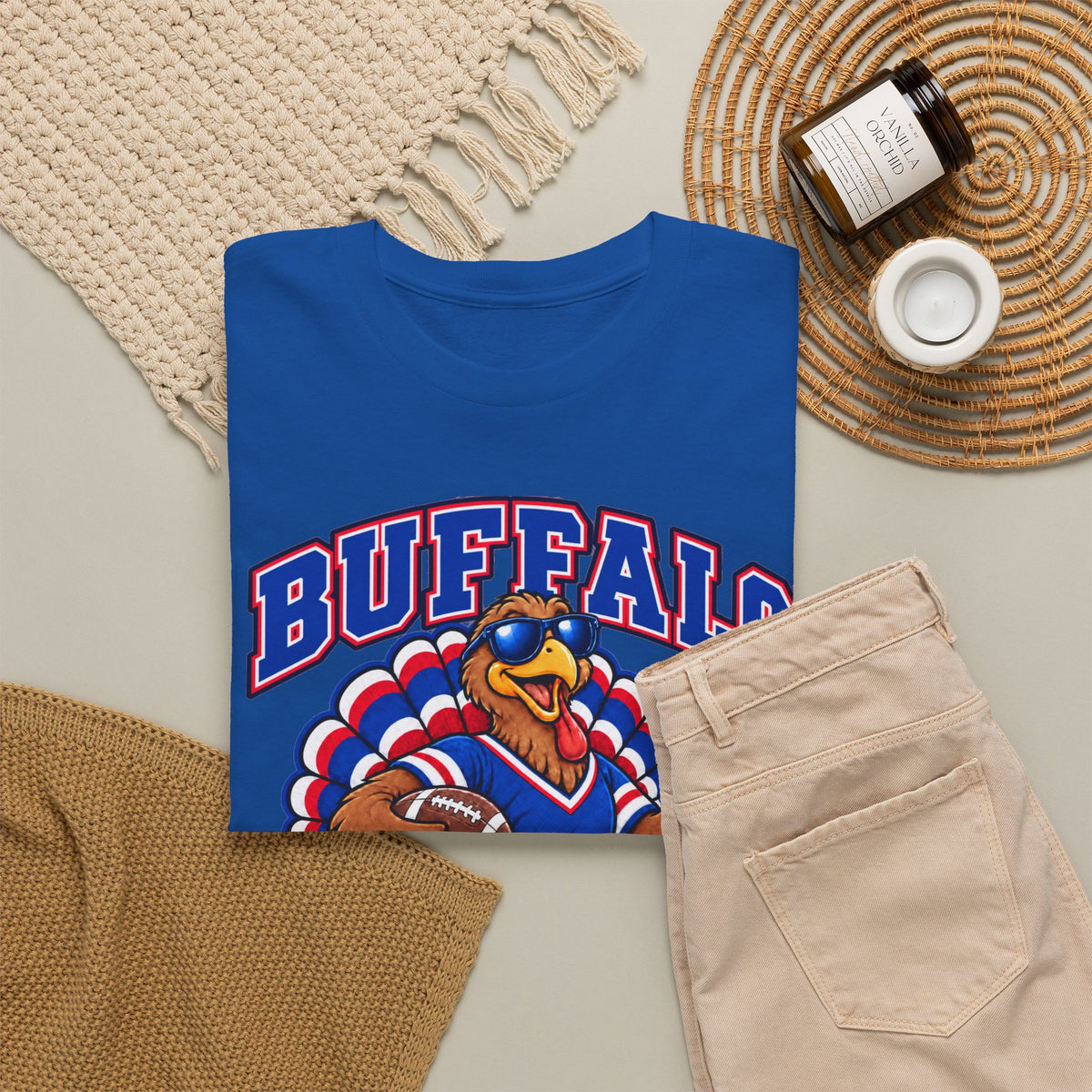 Buffalo Thanksgiving Football T-Shirt — Turkey Mascot Game Day Tee