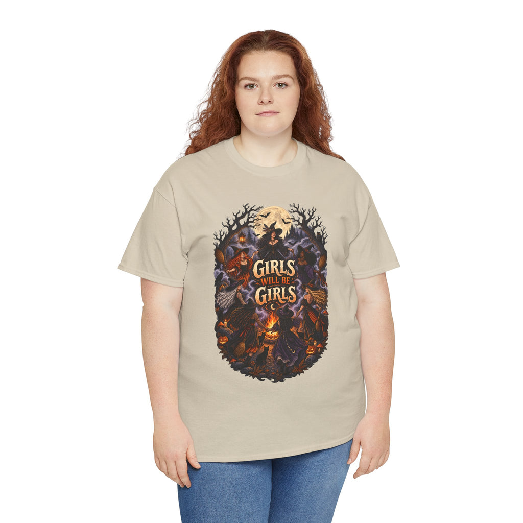 Girls Will Be Girls T-Shirt — Witchy Campfire Illustration Tee