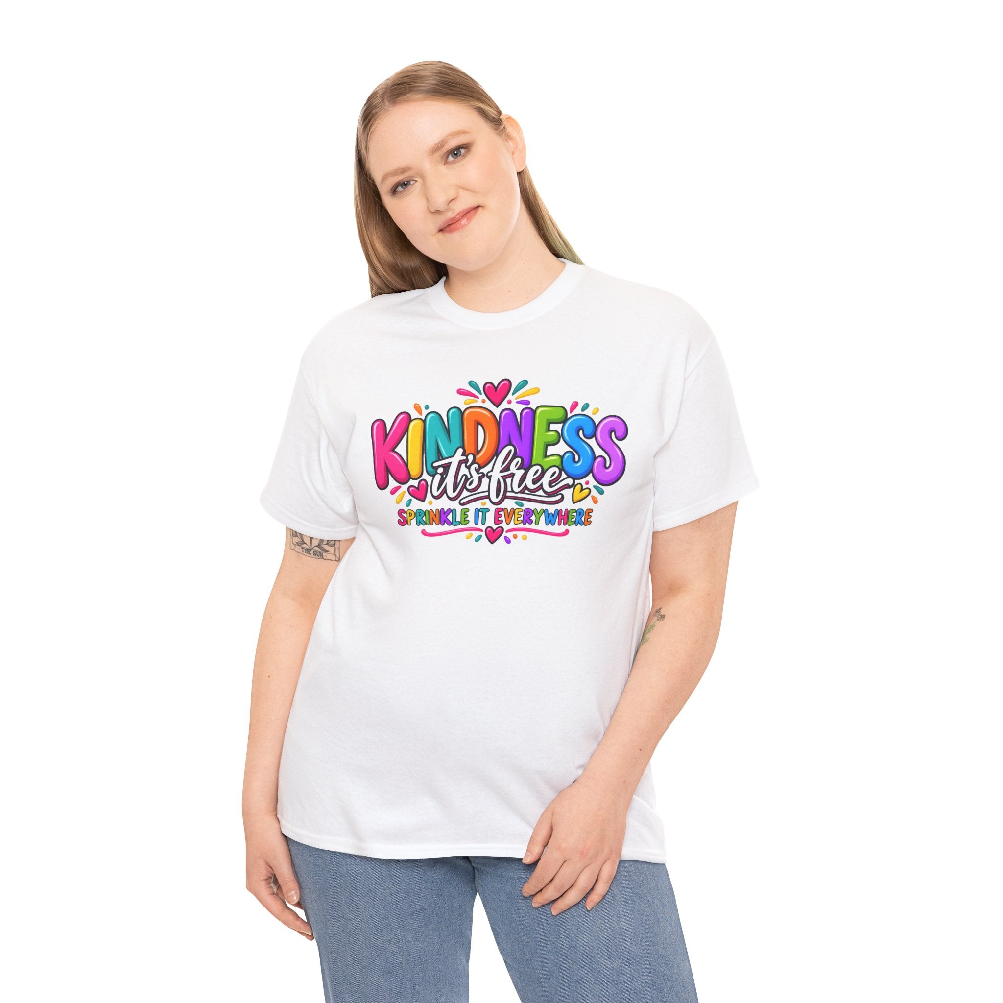 Kindness Is Free Rainbow Tee — Cute Positive Message T-Shirt