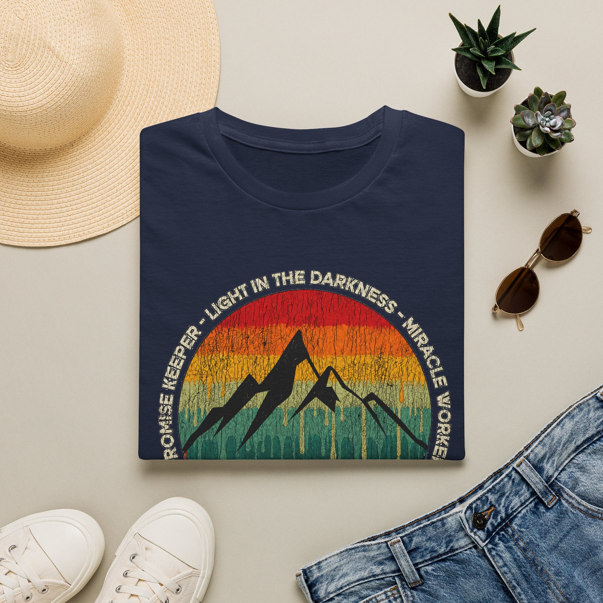 Waymaker Mountain T-Shirt — “Promise Keeper, Light in the Darkness” Christian Graphic Tee