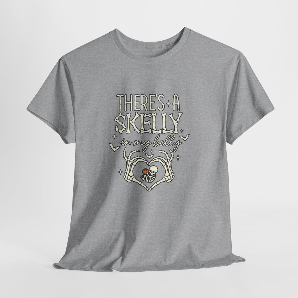 Skeleton Heart T‑Shirt — "There's a Skelly in My Belly" Cute Halloween Tee