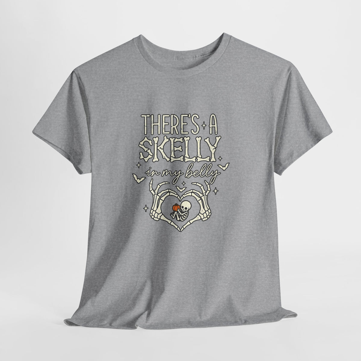 Skeleton Heart T‑Shirt — "There's a Skelly in My Belly" Cute Halloween Tee