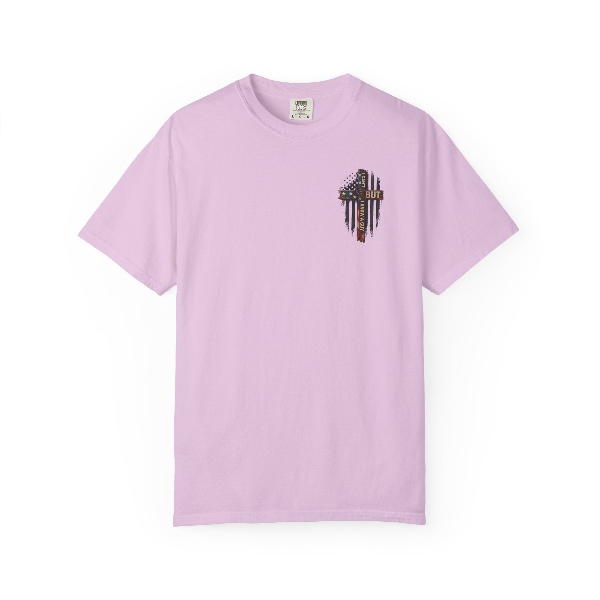 T-Shirt — 'I Can't But I Know A Guy' American Flag Cross Graphic