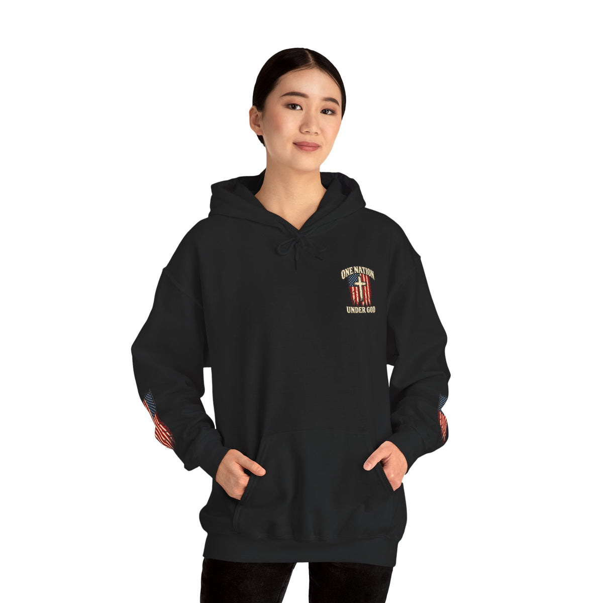 One Nation Under God Patriotic Cross Hoodie
