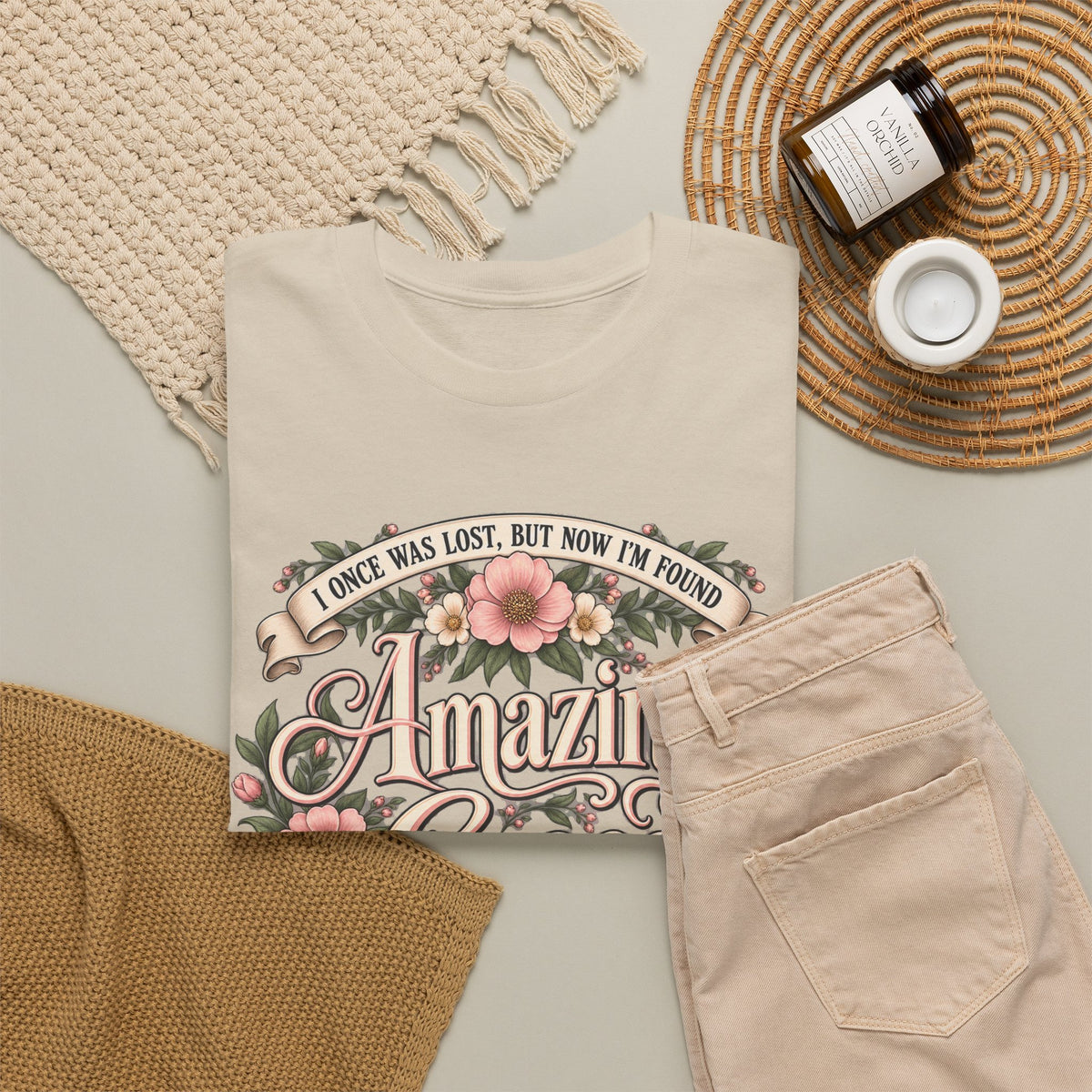 Amazing Grace Floral T-Shirt — Vintage Christian Faith Tee