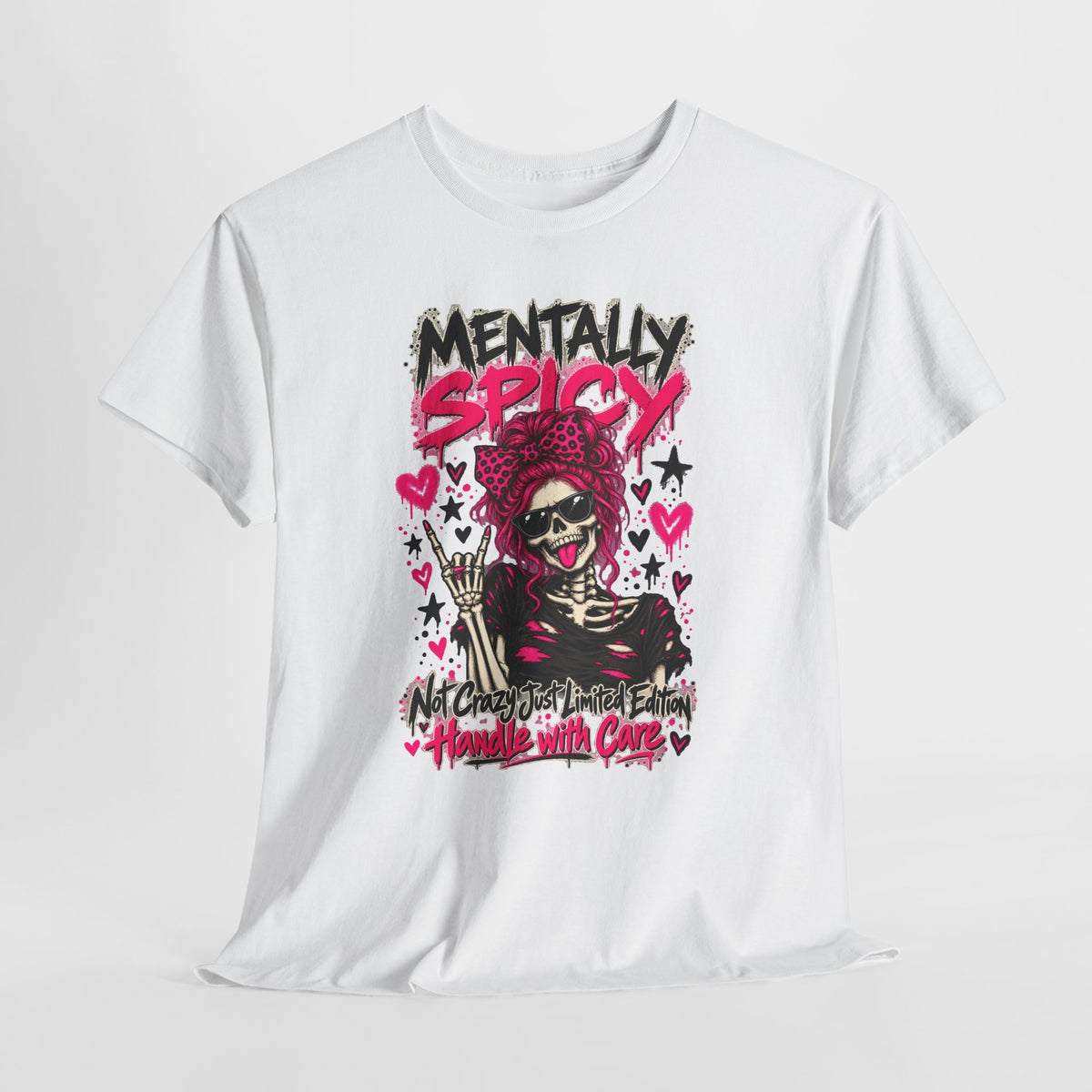 Mentally Spicy Skeleton Graphic T-Shirt
