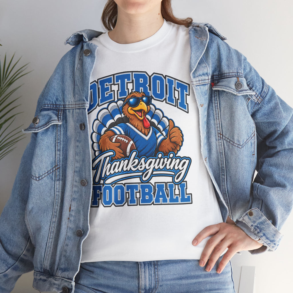 Detroit Thanksgiving Football Tee — Turkey Mascot Game Day Shirt