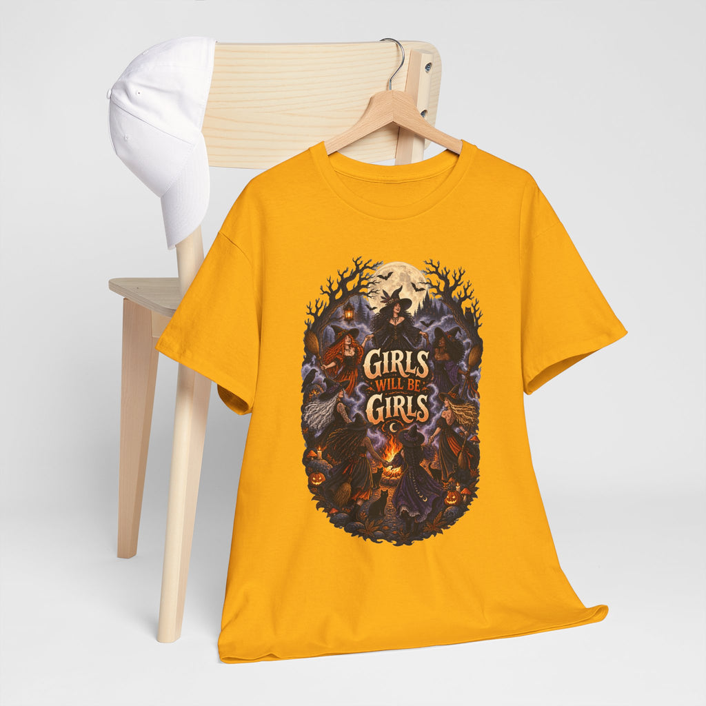 Girls Will Be Girls T-Shirt — Witchy Campfire Illustration Tee