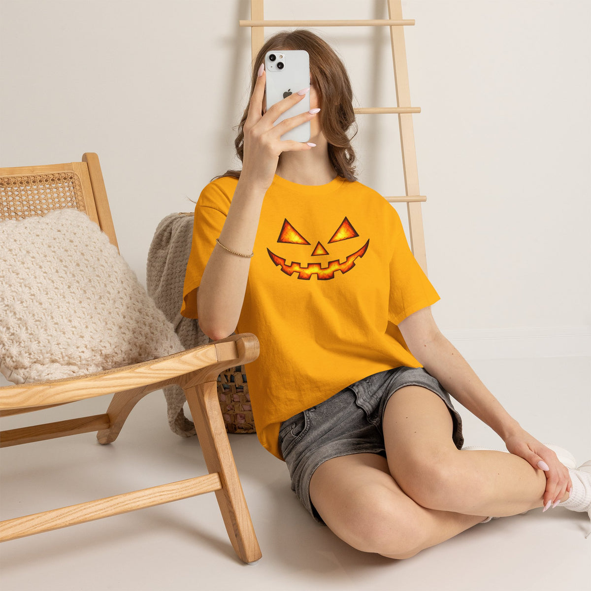 Jack-O'-Lantern Pumpkin Scary Face T-Shirt — Halloween Horror Costume Tee