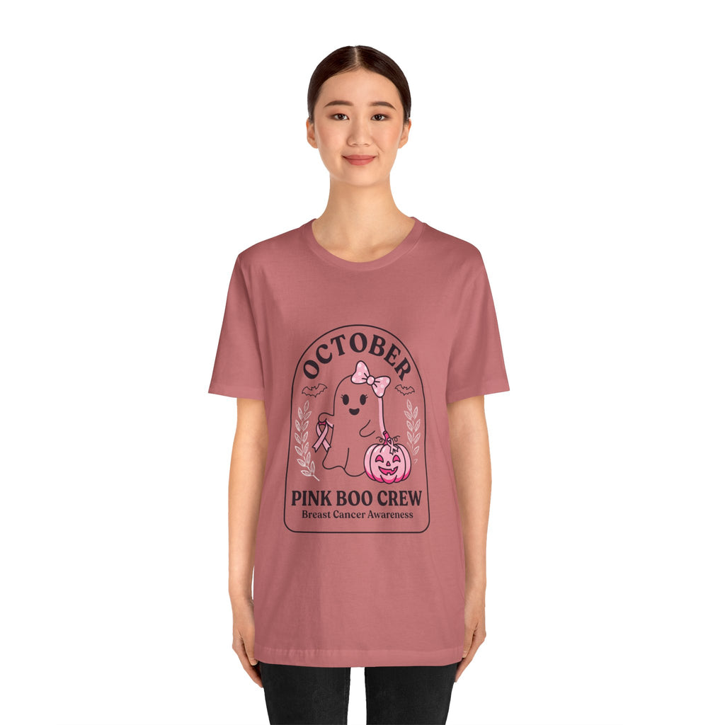 October Pink Boo Crew Tee — Breast Cancer Awareness Ghost T-Shirt