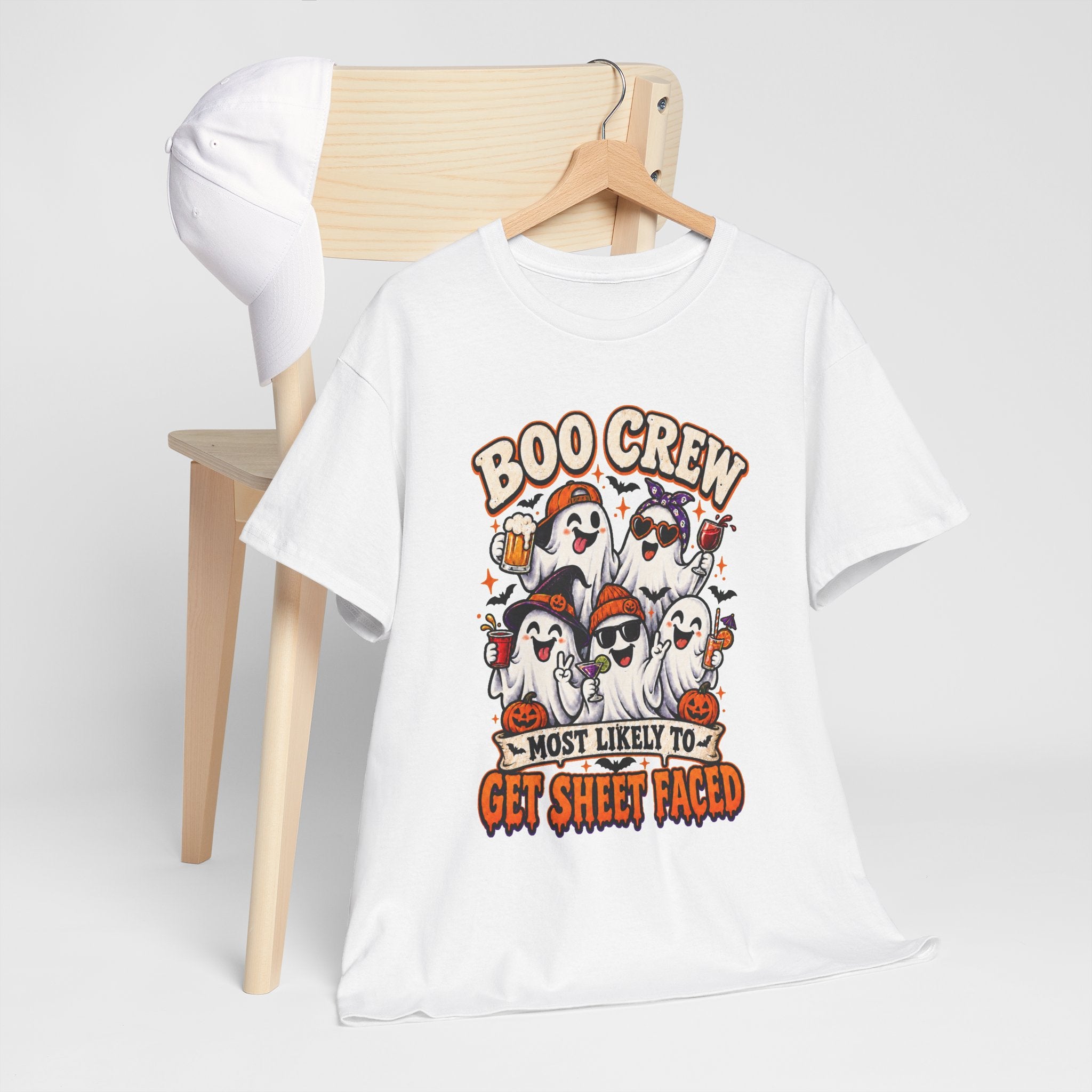 Boo Crew Halloween T-Shirt — “Most Likely to Get Sheet Faced” Funny Ghost Party Tee