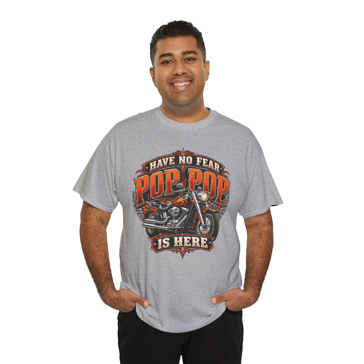 Pop Pop Is Here Motorcycle Dad T-Shirt