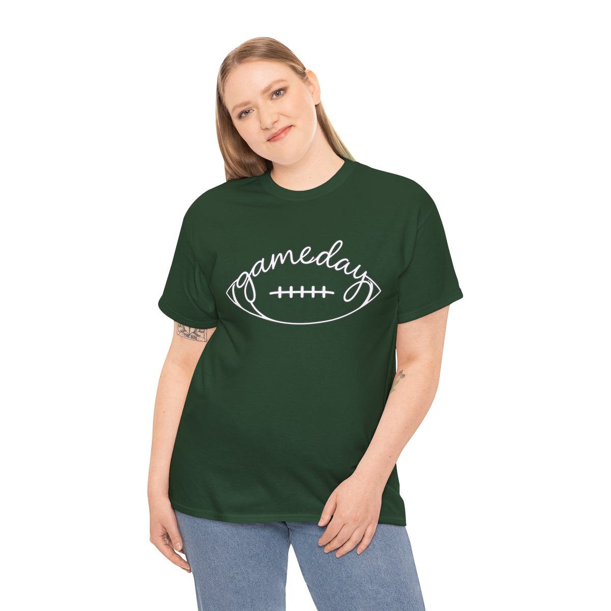 Gameday Football Tee — 'gameday' Script Football Graphic T-Shirt