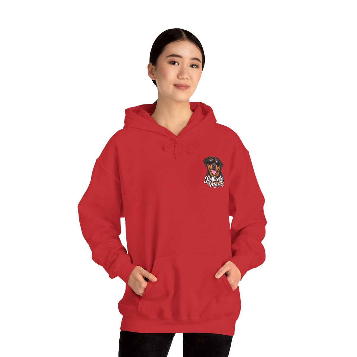 Rottweiler Mama Hoodie — Cute Rottie Portrait Pullover for Dog Moms
