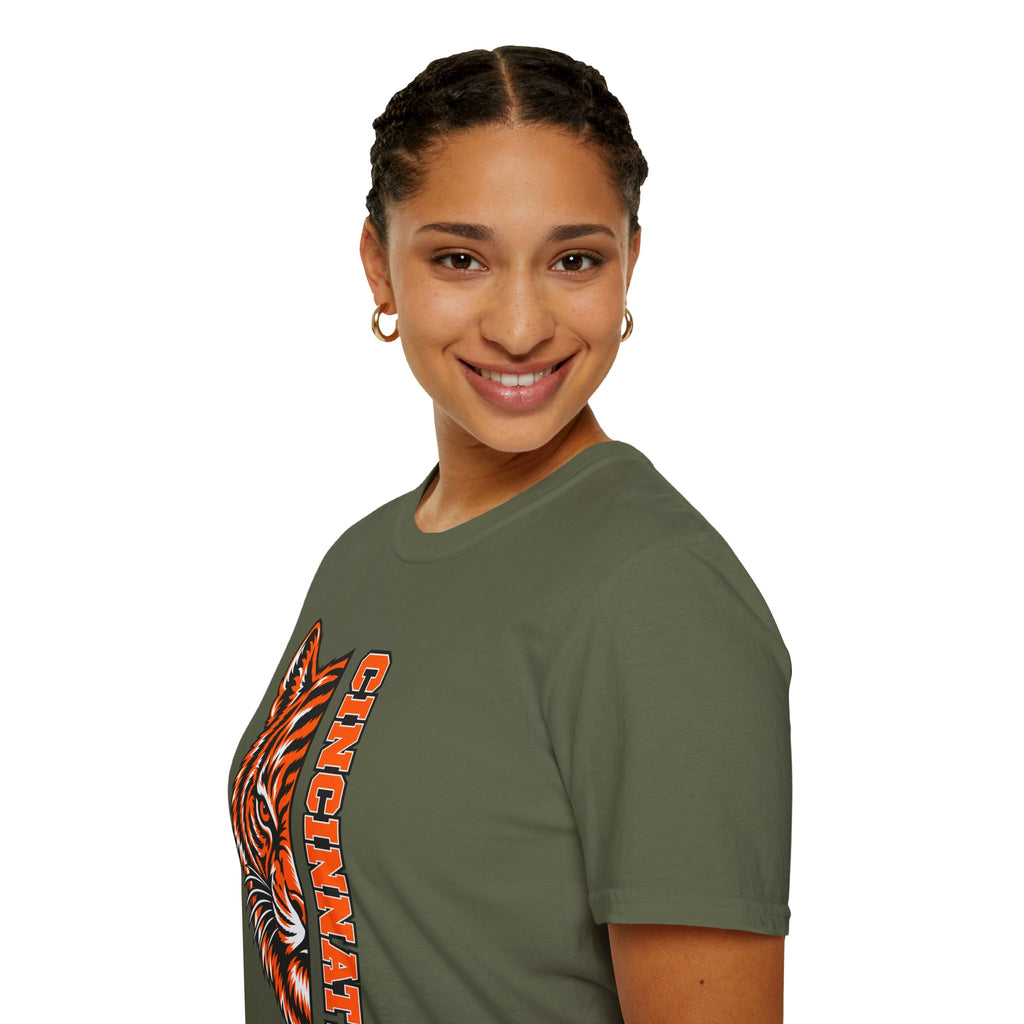 Cincinnati Tiger Head Vertical Graphic T-Shirt