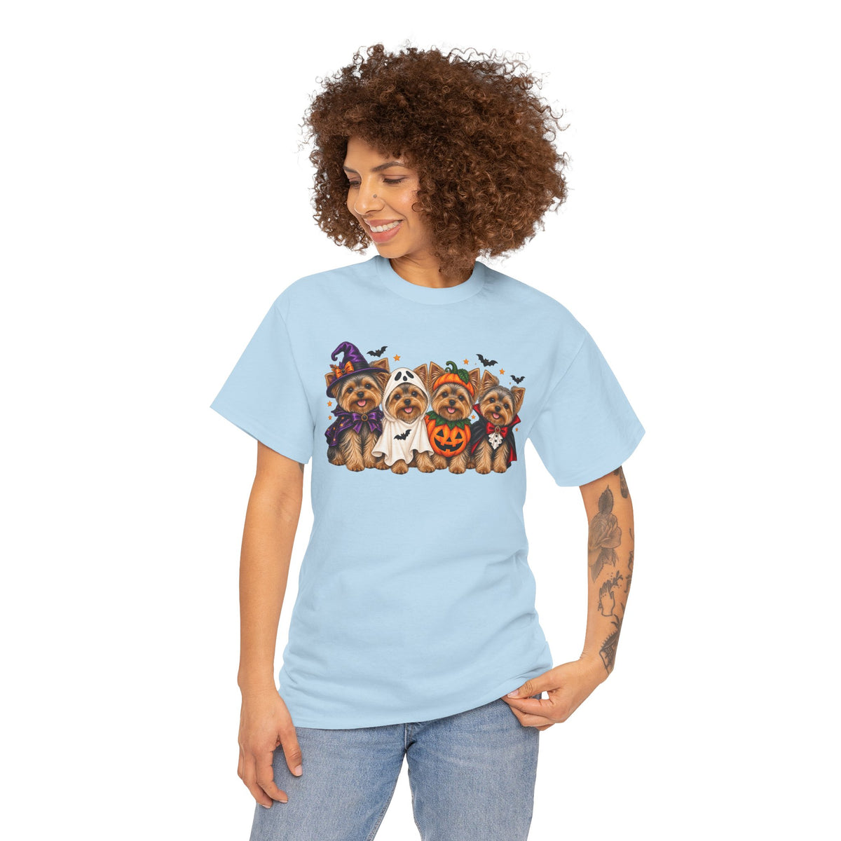 Halloween Yorkie T-Shirt — Cute Yorkies in Costumes (Pumpkin, Ghost, Witch, Vampire)