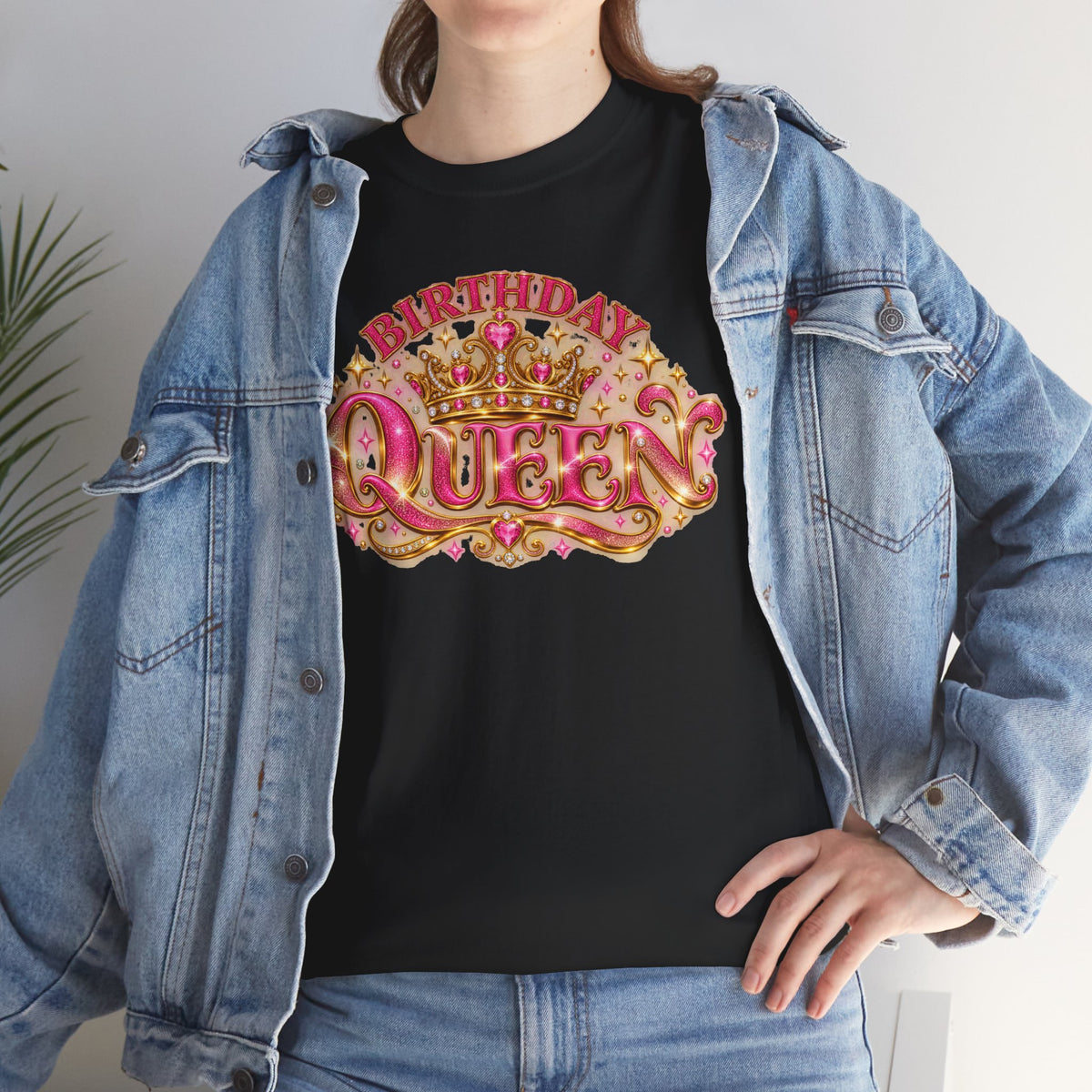 Birthday Queen Graphic T-Shirt | Pink & Gold Crown