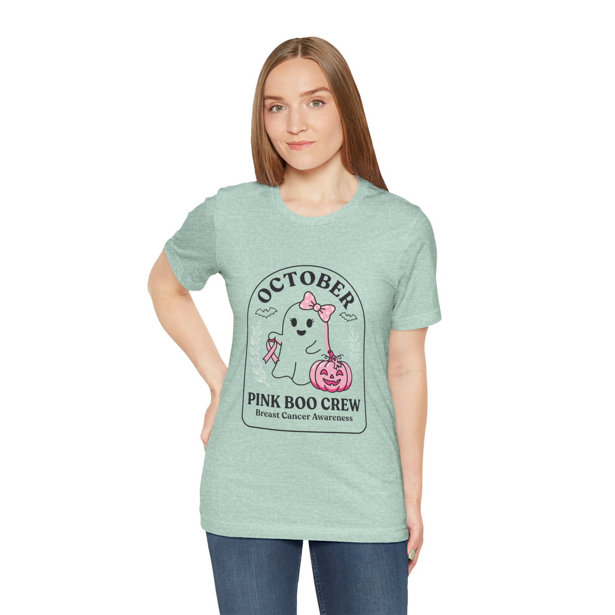 October Pink Boo Crew Tee — Breast Cancer Awareness Ghost T-Shirt
