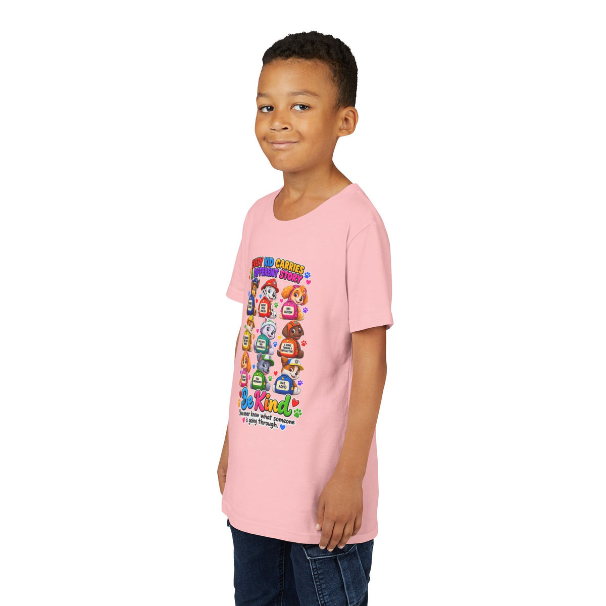 Be Kind Youth Short Sleeve Tee – Colorful Cartoon Character Shirt