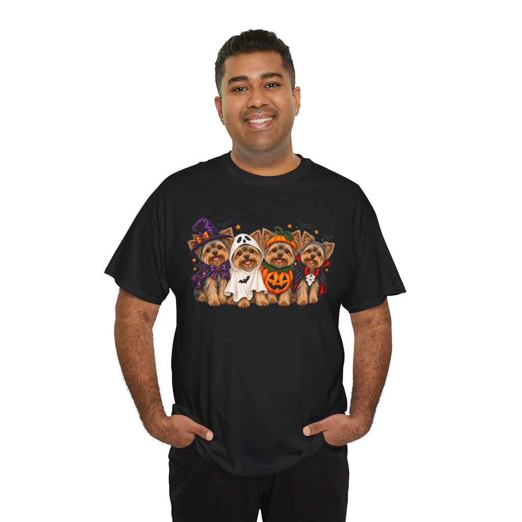 Halloween Yorkie T-Shirt — Cute Yorkies in Costumes (Pumpkin, Ghost, Witch, Vampire)