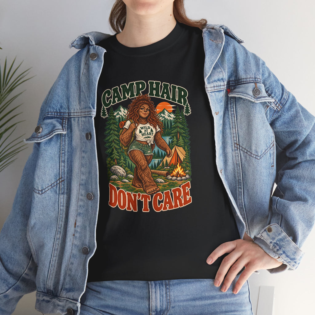 Camp Hair Don't Care T-Shirt — Retro Camping Graphic Tee