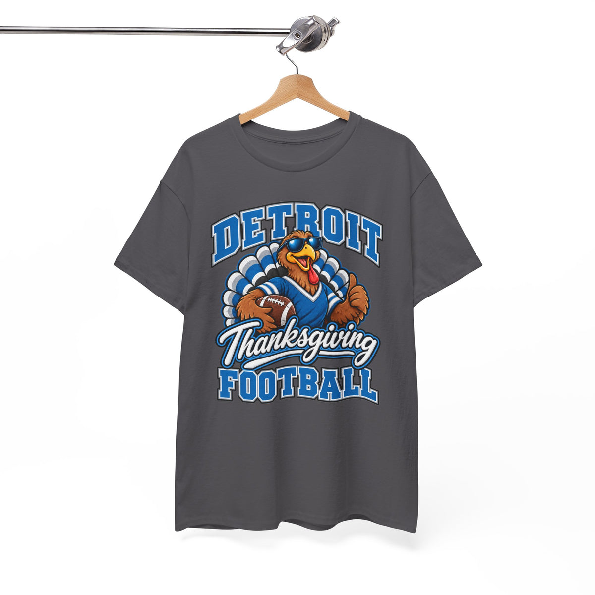 Detroit Thanksgiving Football Tee — Turkey Mascot Game Day Shirt