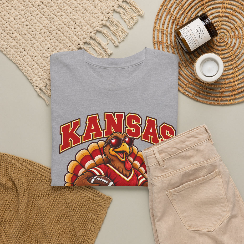 Kansas Thanksgiving Football T‑Shirt — Turkey Mascot Holiday Game Tee
