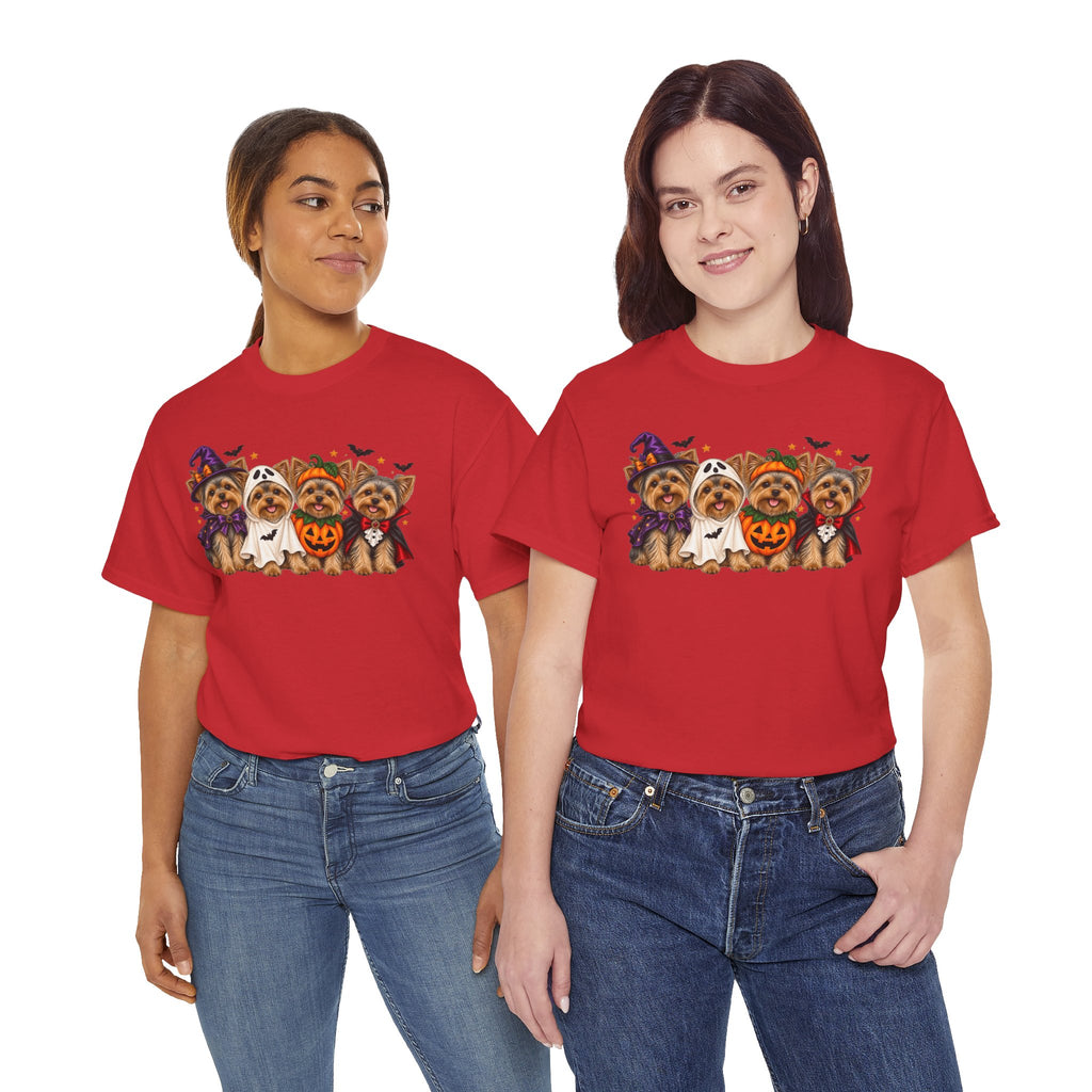 Halloween Yorkie T-Shirt — Cute Yorkies in Costumes (Pumpkin, Ghost, Witch, Vampire)