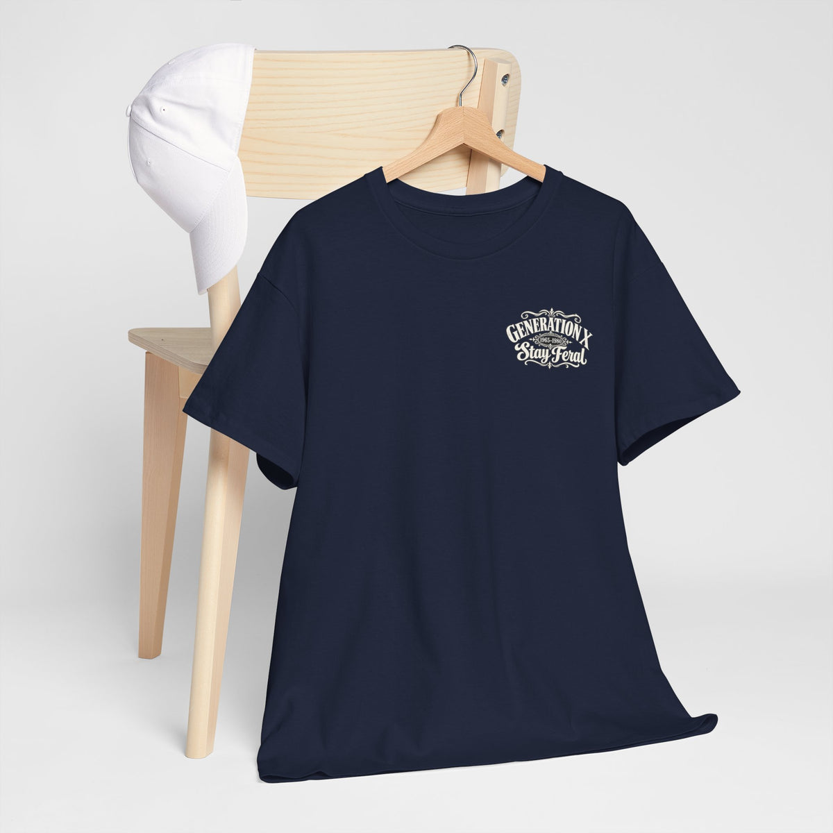 Generation X T‑Shirt — 'Stay Feral' Vintage Whiskey Label Tee (Born 1965–1980)