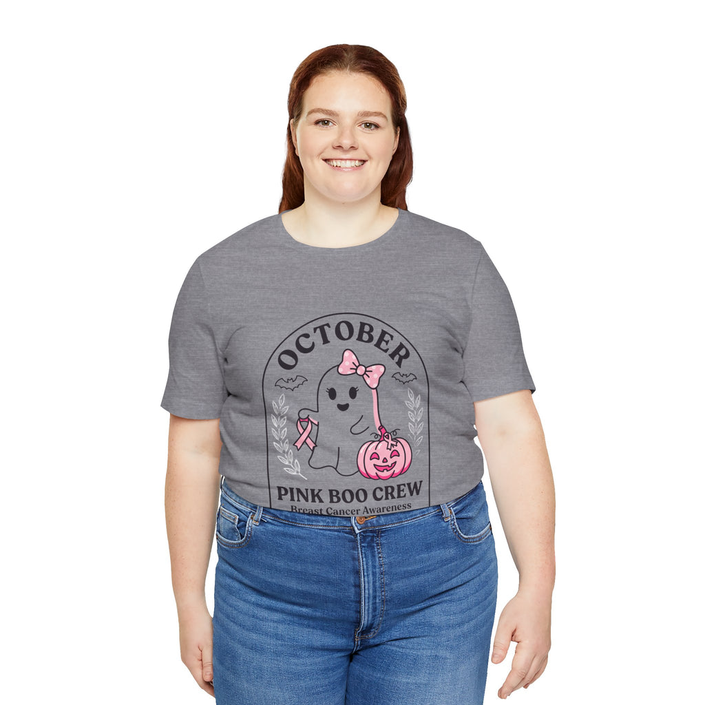 October Pink Boo Crew Tee — Breast Cancer Awareness Ghost T-Shirt
