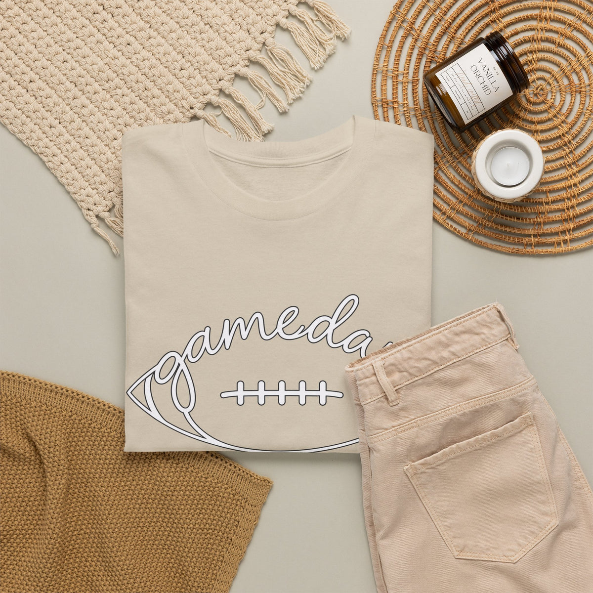 Gameday Football Tee — 'gameday' Script Football Graphic T-Shirt