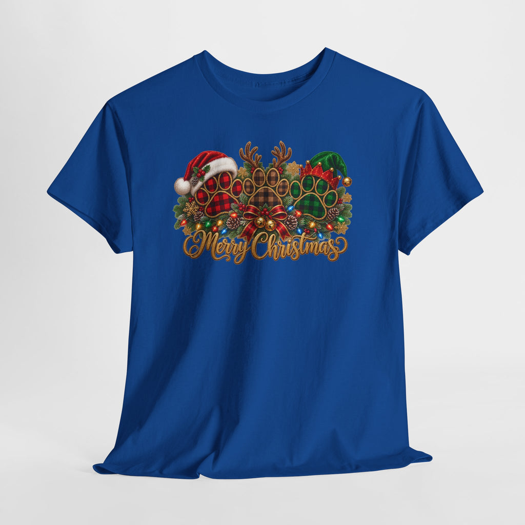 Merry Christmas Paw Prints Holiday Graphic Tee