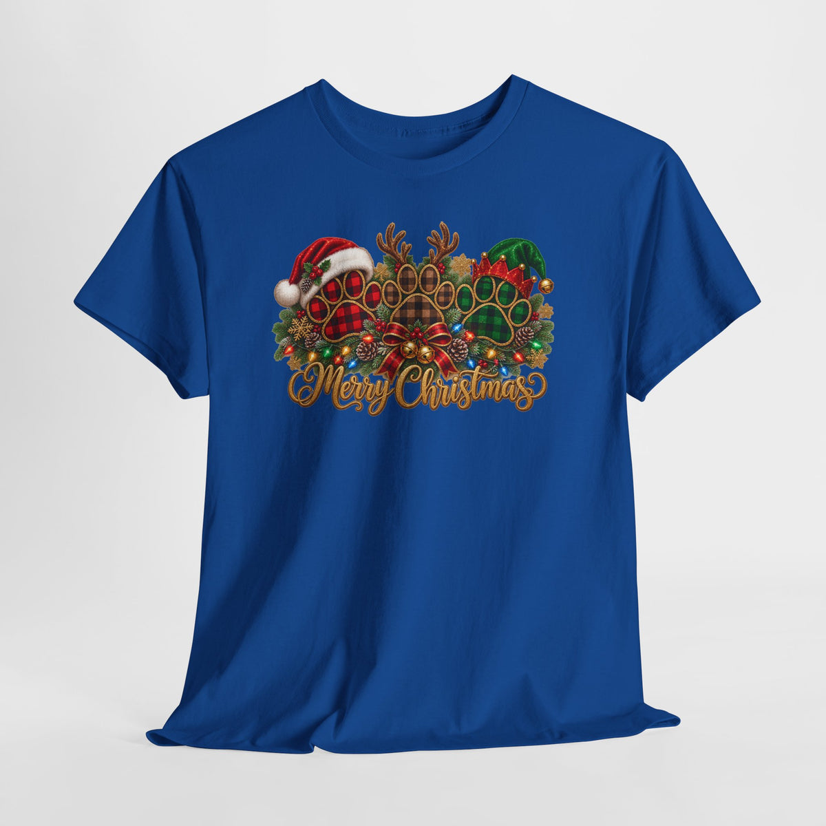 Merry Christmas Paw Prints Holiday Graphic Tee