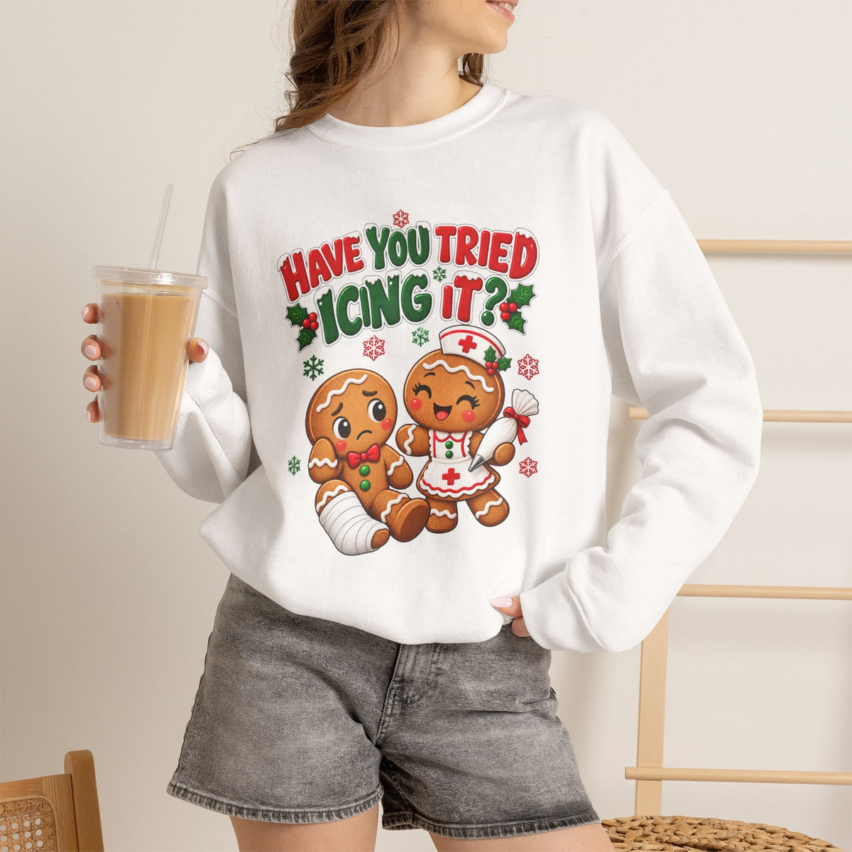 Have You Tried Icing It? Gingerbread Couple Christmas Sweatshirt