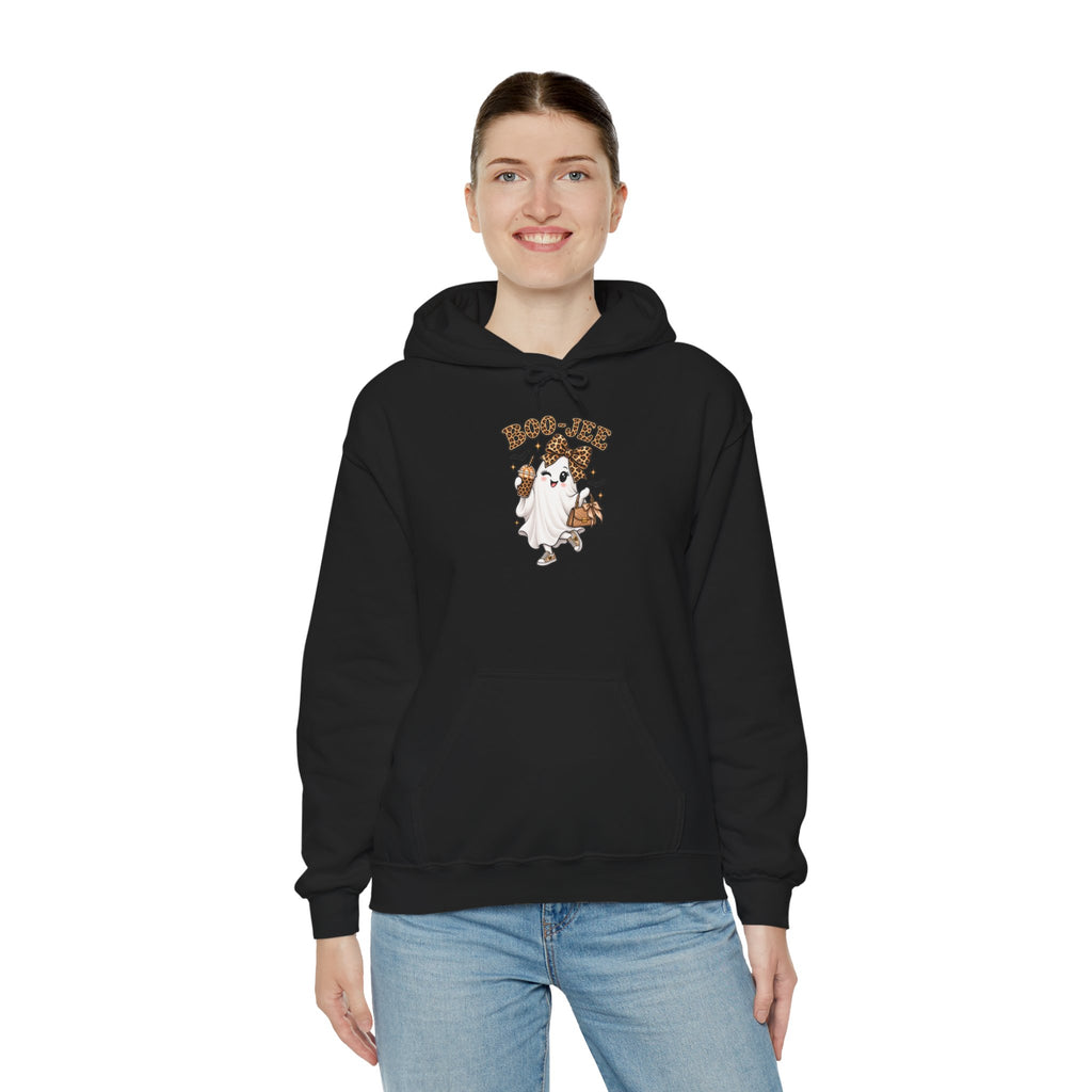 Leopard Bow Ghost Hoodie — Cute Halloween Pumpkin Sweatshirt
