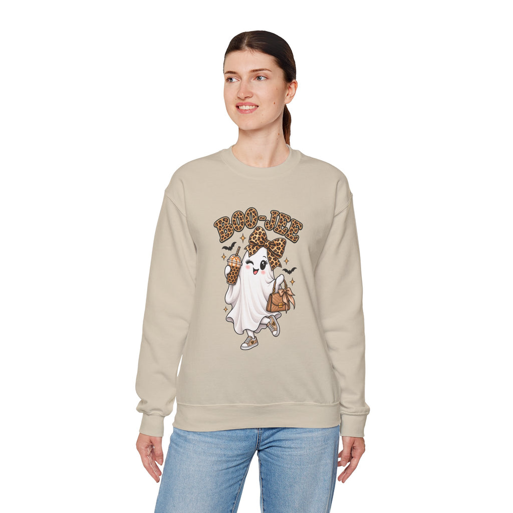 Boo-Jee Leopard Ghost Sweatshirt — Cute Halloween Graphic Crewneck