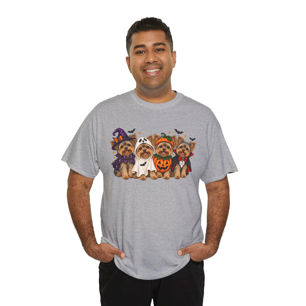 Halloween Yorkie T-Shirt — Cute Yorkies in Costumes (Pumpkin, Ghost, Witch, Vampire)