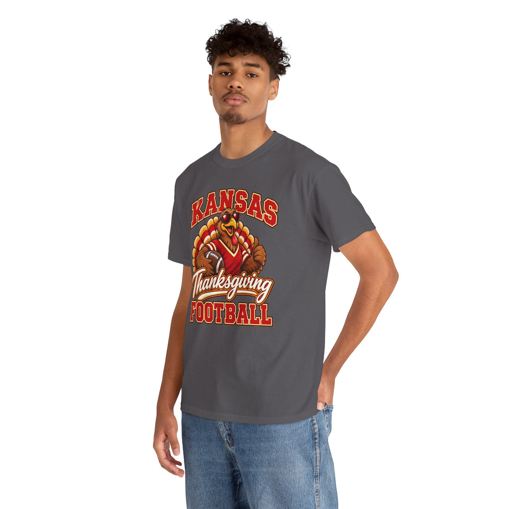 Kansas Thanksgiving Football T‑Shirt — Turkey Mascot Holiday Game Tee